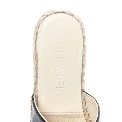 Chanel Iridescent Goatskin Patent CC Espadrille Mules 35 Black 6 of 10
