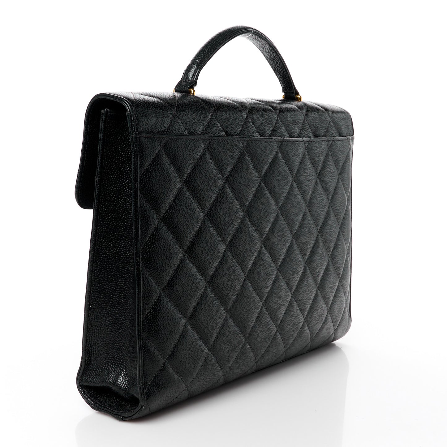 Caviar Quilted Briefcase Laptop Bag Black