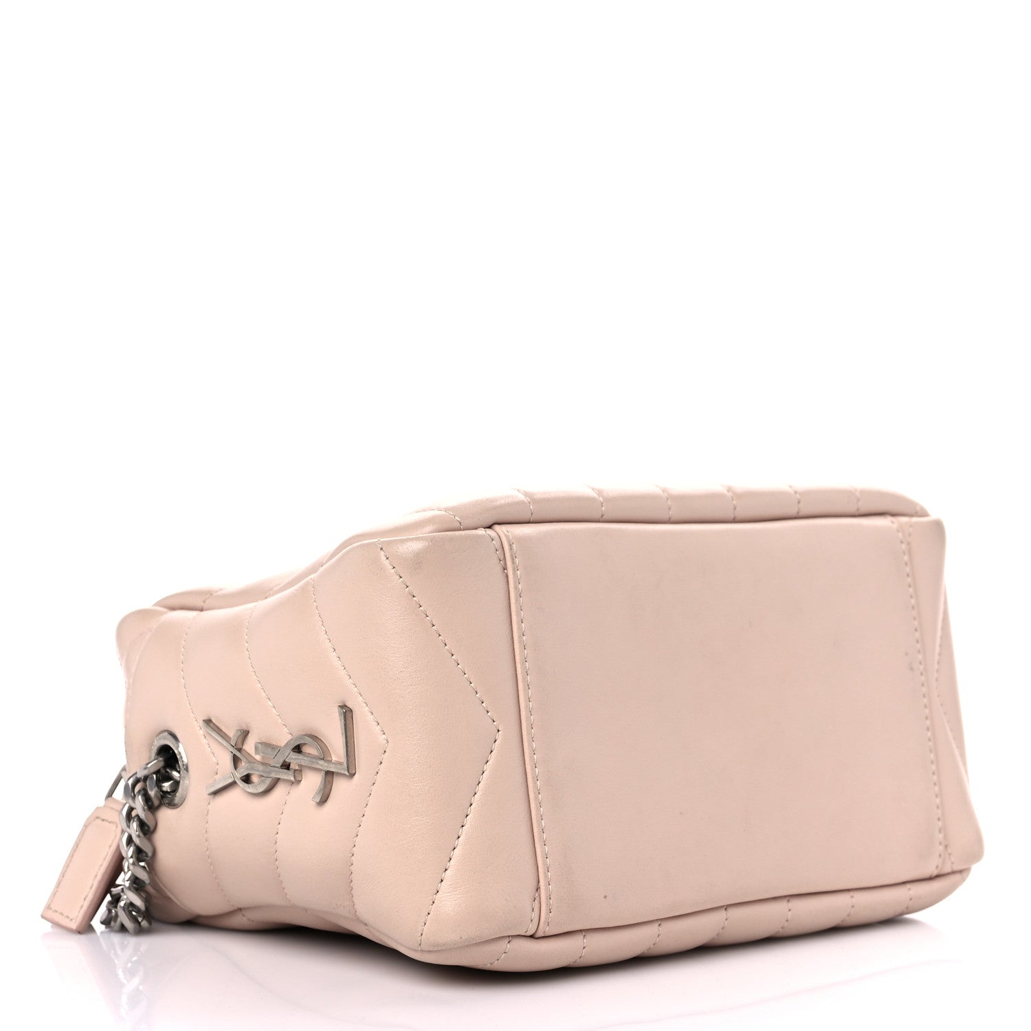 Saint Laurent Calfskin Y Quilted Monogram Small Loulou Bowling Bag Nude Powder 3 of 14
