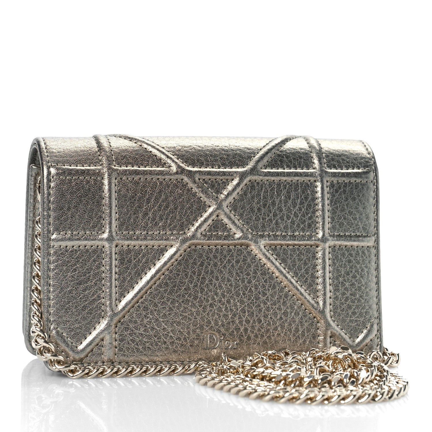 Christian Dior Metallic Grained Calfskin Baby Diorama Flap Bag Champagne 2 of 8