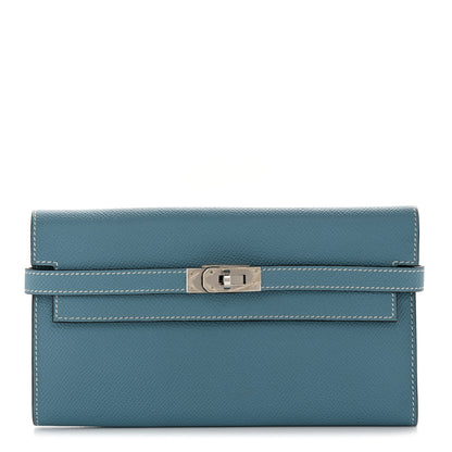 Hermes Epsom Kelly Longue Wallet Blue Jean 1 of 12
