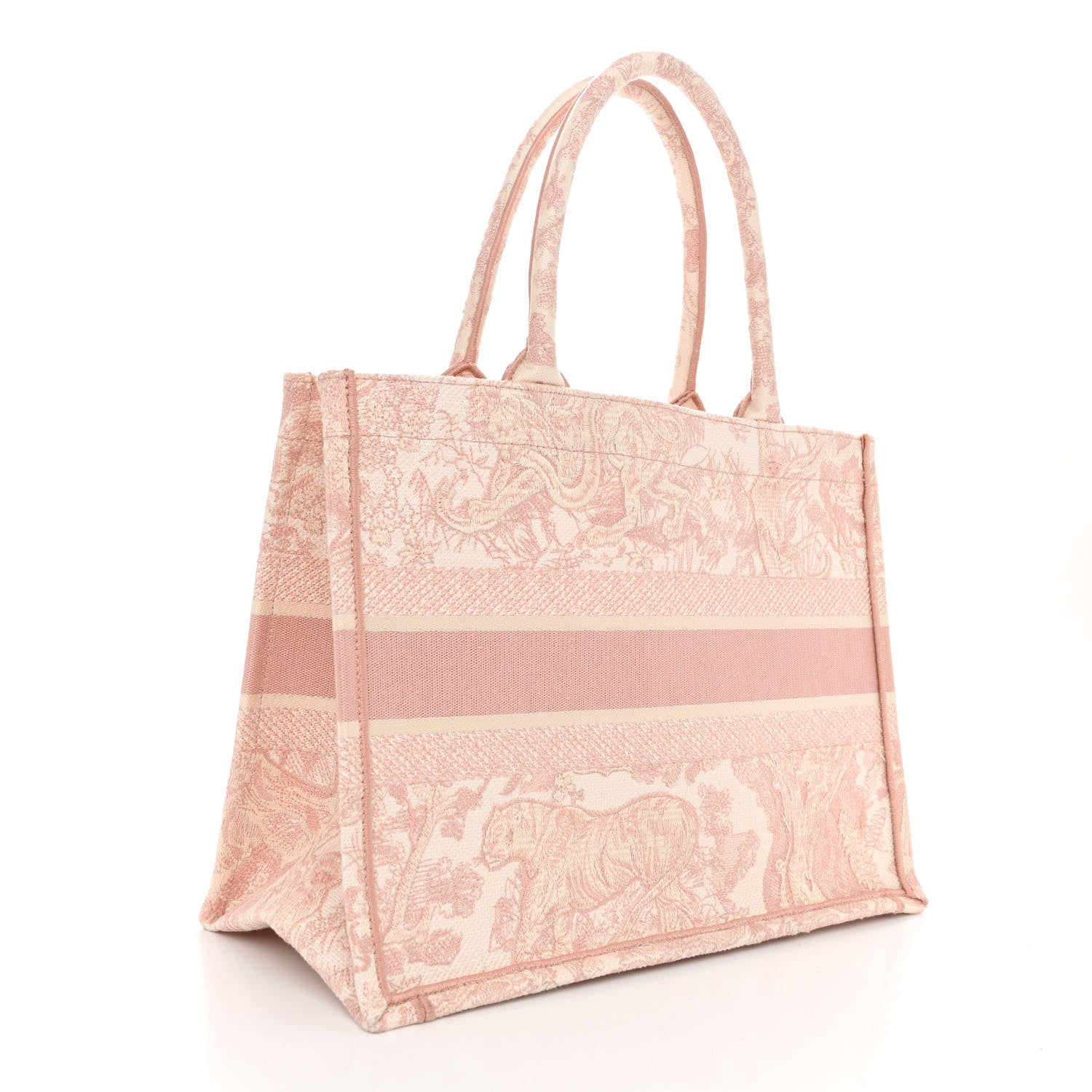 Christian Dior Canvas Toile De Jouy Embroidered Medium Book Tote Pink 3 of 10