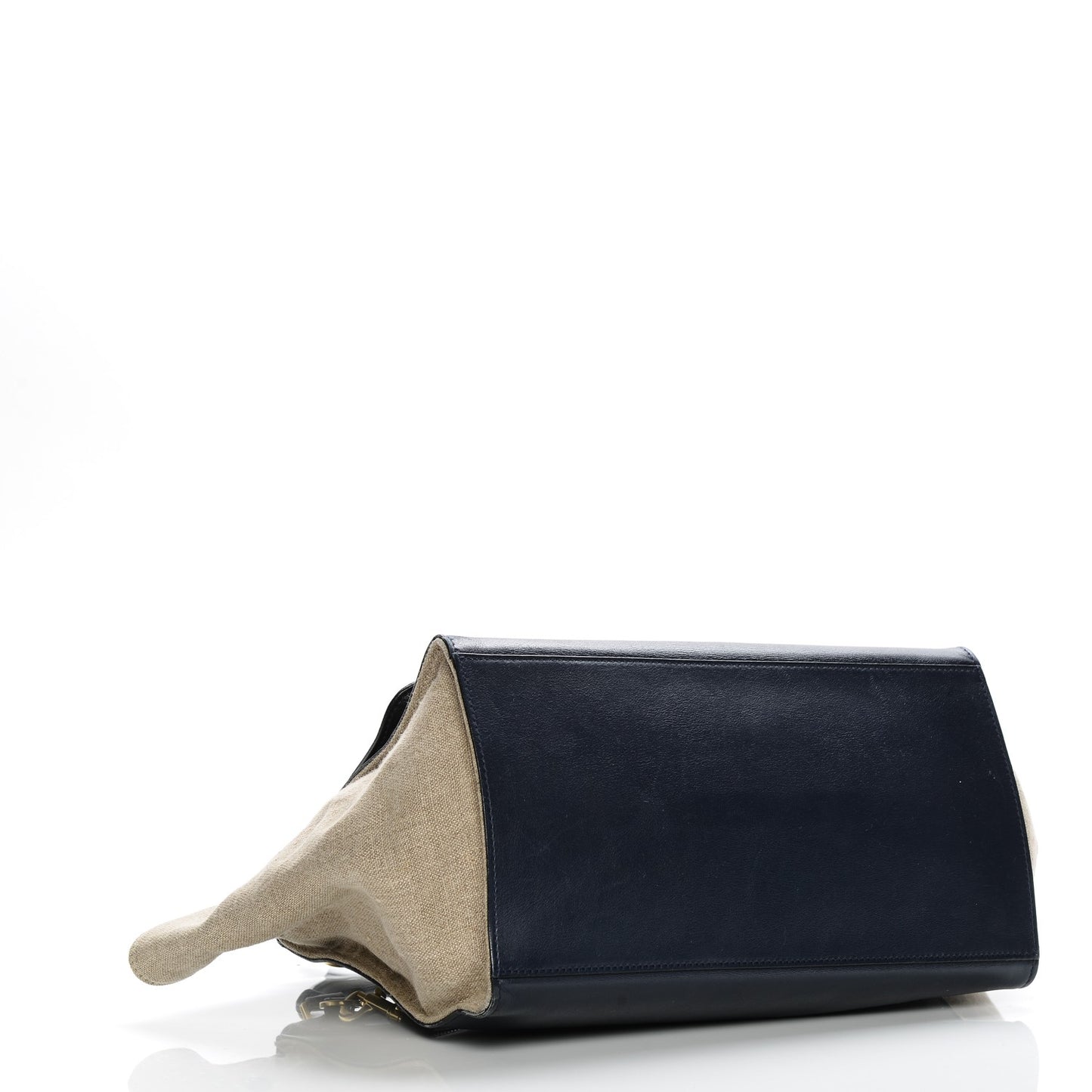 Smooth Calfskin Linen Medium Tri-Color Trapeze Black Navy Blue