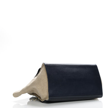 Celine Smooth Calfskin Linen Medium Tri-Color Trapeze Black Navy Blue 4 of 10