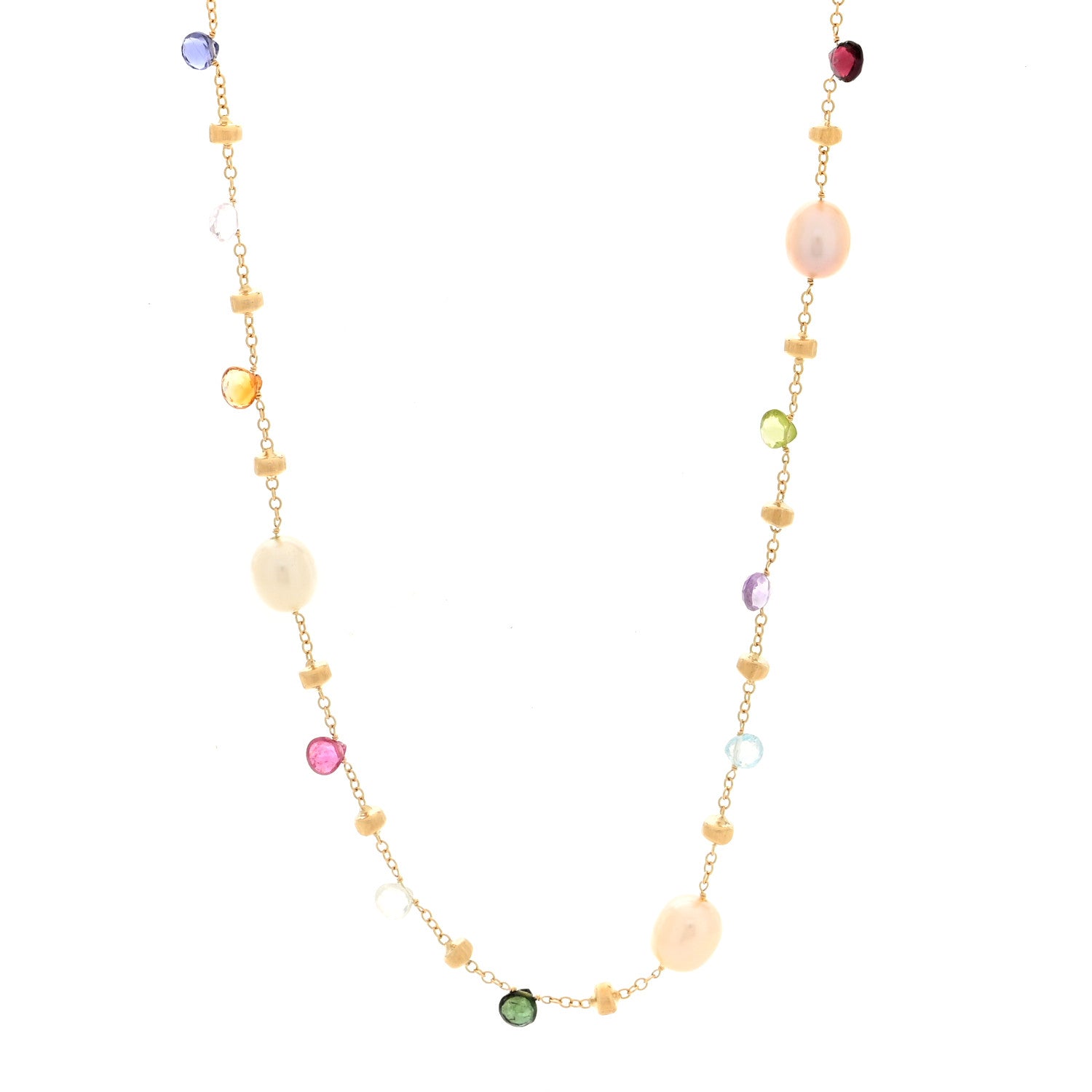 Marco Bicego 18K Yellow Gold Paradise Pearl Multi Gemstone Paradise Necklace 1 of 4