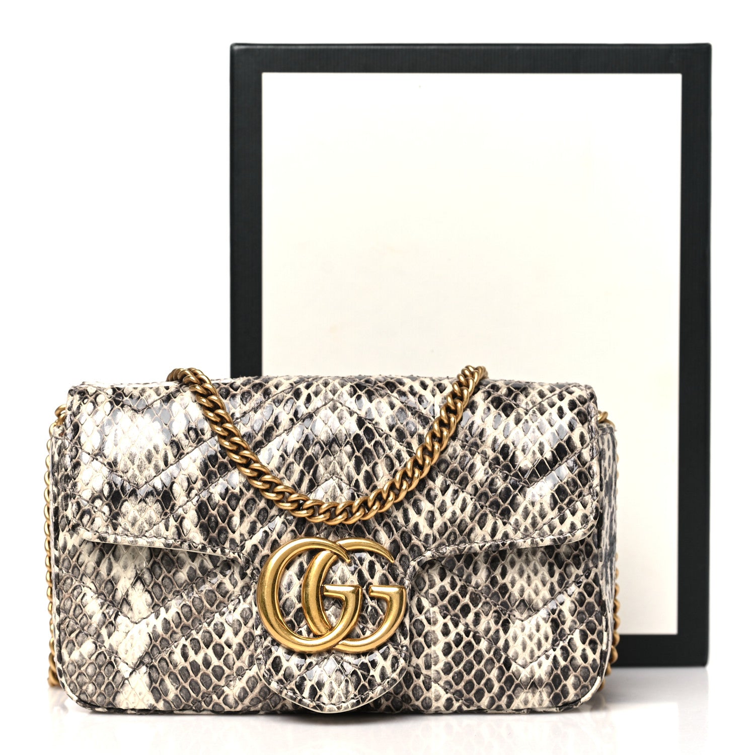 Gucci Snakeskin Matelasse Super Mini GG Marmont Shoulder Bag Roccia 11 of 11