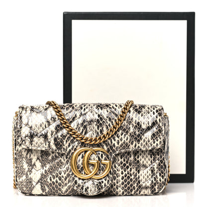 Gucci Snakeskin Matelasse Super Mini GG Marmont Shoulder Bag Roccia 11 of 11
