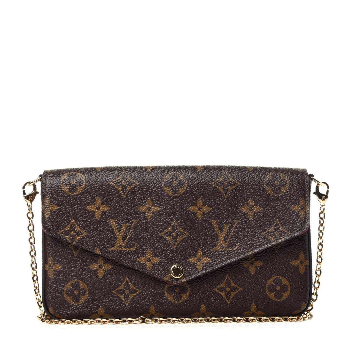 Monogram Pochette Felicie Chain Wallet Fuchsia