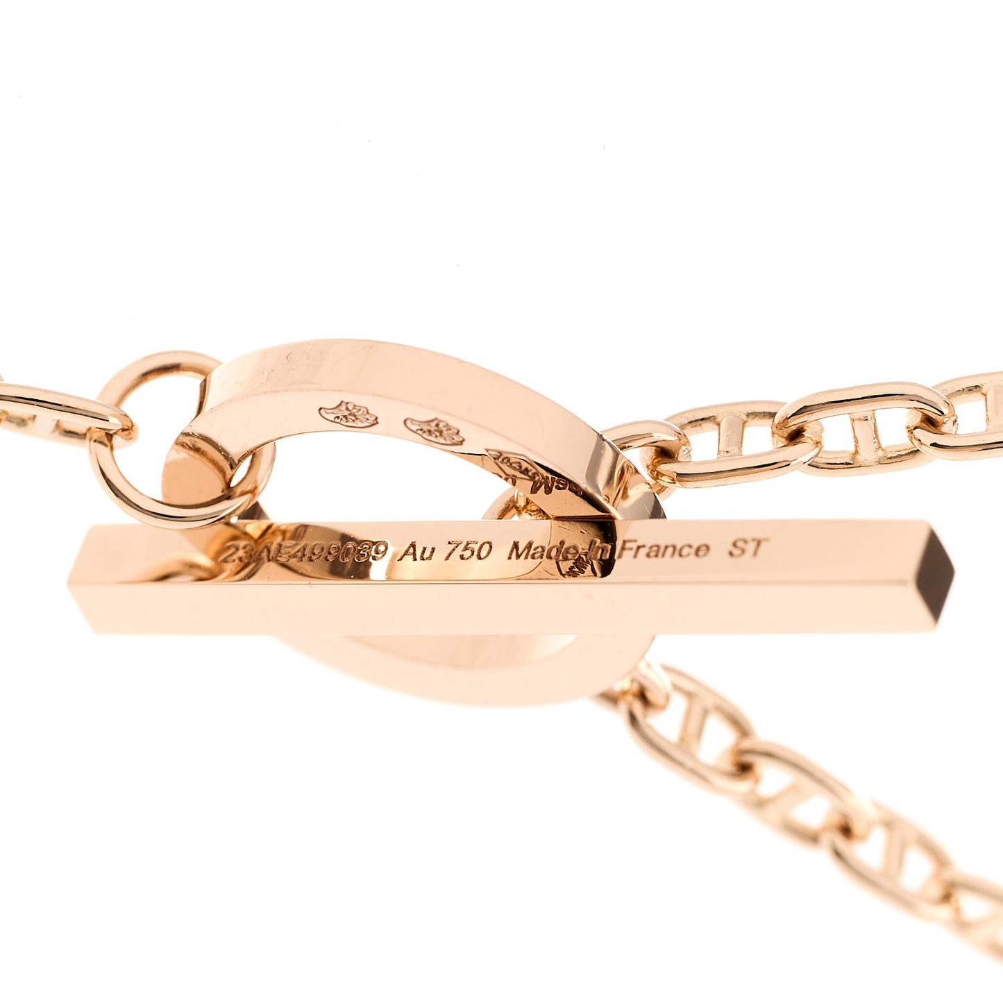 18K Rose Gold Diamond GM Chaine D'Ancre Contour Pendant Necklace ST