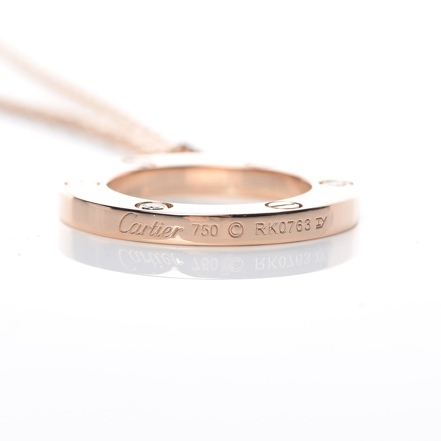 18K Pink Gold 3 Diamonds LOVE Pendant Necklace