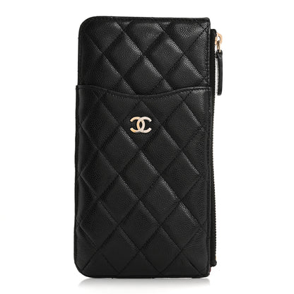 Chanel Iridescent Caviar Quilted Classic Flat Wallet Pouch Black 1 of 12