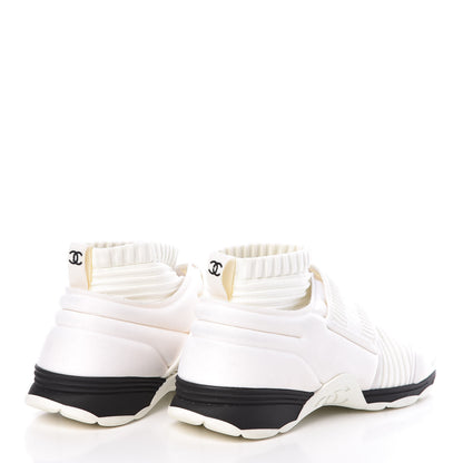 Chanel Stretch Fabric CC Sneakers 37.5 White 4 of 10