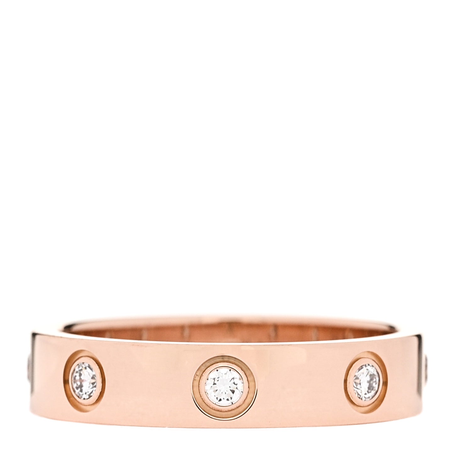 18K Pink Gold 8 Diamond 4mm LOVE Wedding Band Ring 50 5.25