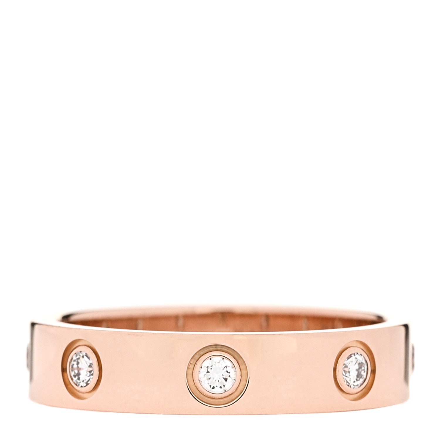 Cartier 18K Pink Gold 8 Diamond 4mm LOVE Wedding Band Ring 50 5.25 3 of 4