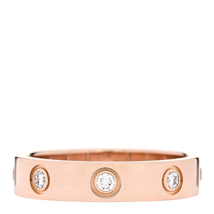 Cartier 18K Pink Gold 8 Diamond 4mm LOVE Wedding Band Ring 50 5.25 3 of 4