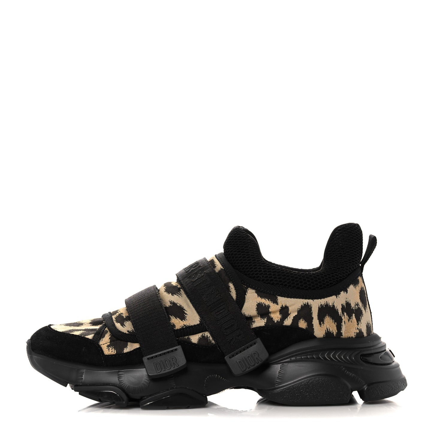 Technical Fabric Nylon Leopard Print Womens D-Wander Sneakers 38.5 Black