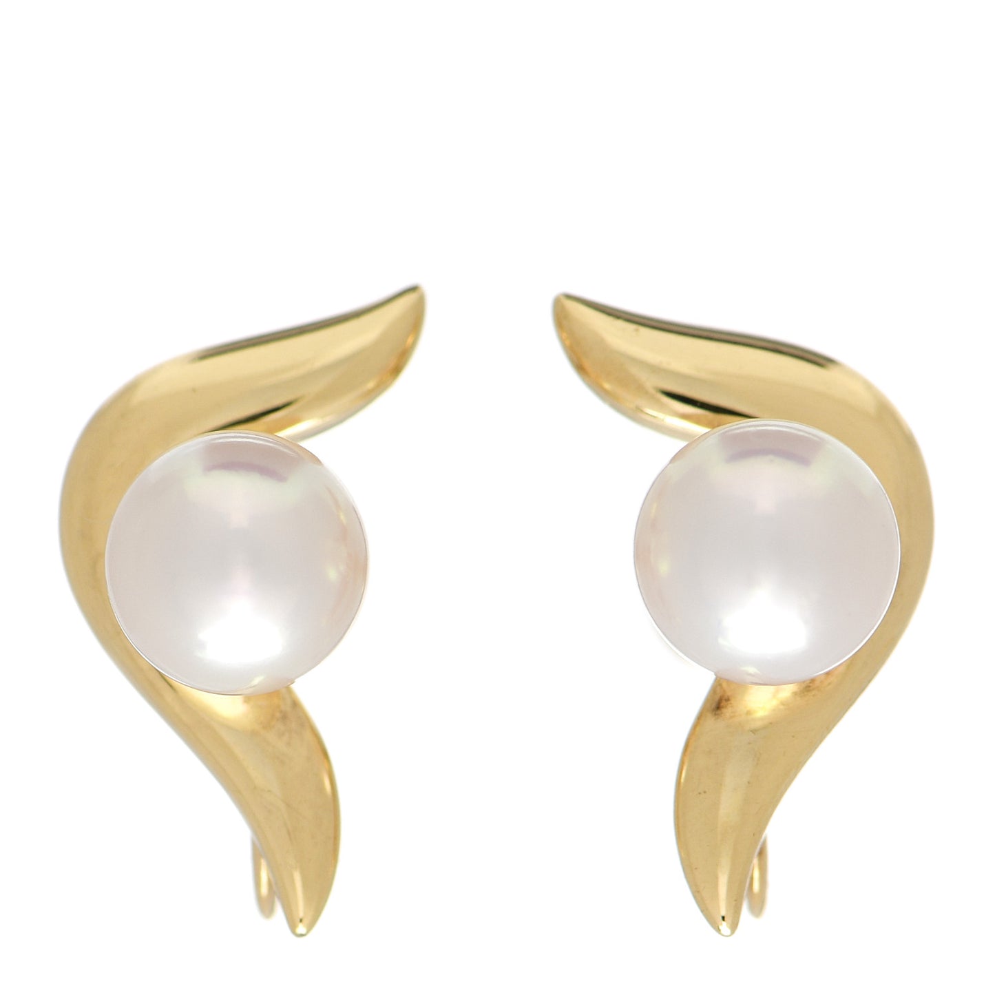 18K Yellow Gold Pearl 7mm Screw Back Earrings