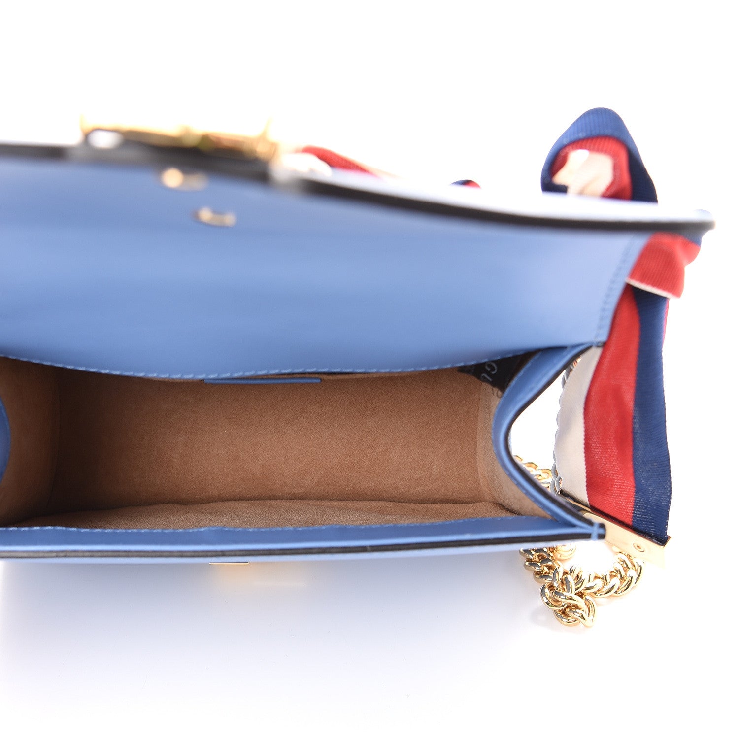 Gucci Calfskin Mini Sylvie Chain Shoulder Bag Clear Sky Blue 4 of 11