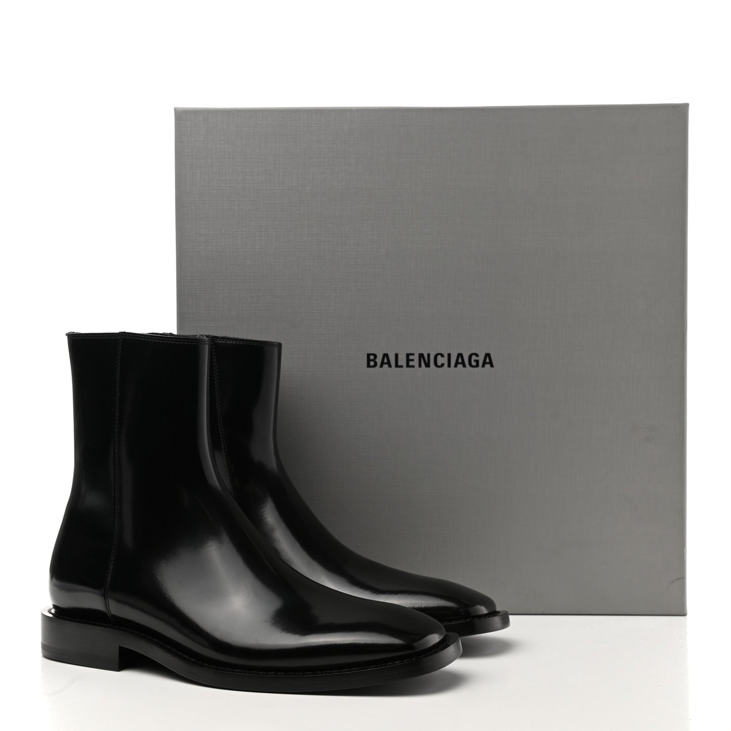 Polished Calfskin Rim Boots 37 Black