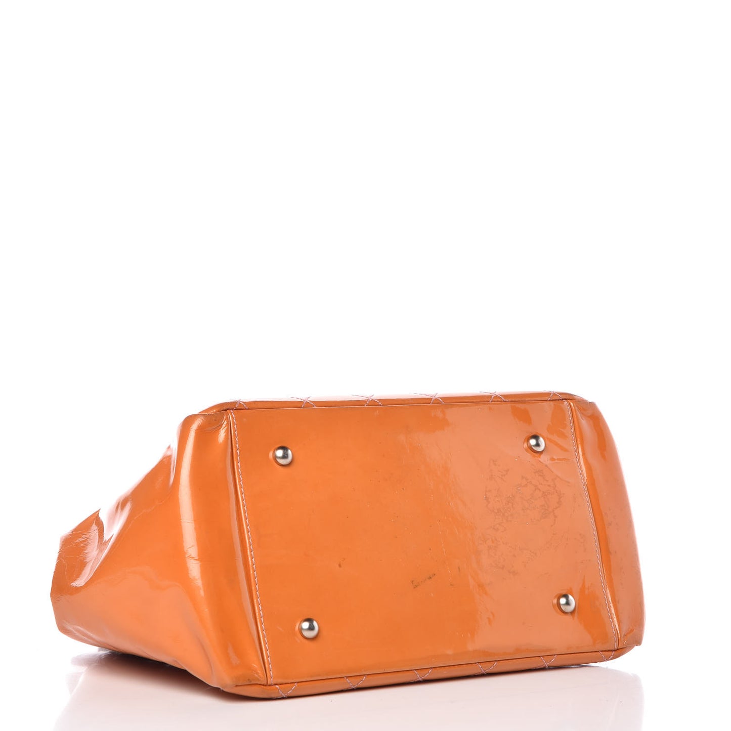 Patent Quilted Petit Timeless Tote PTT Orange