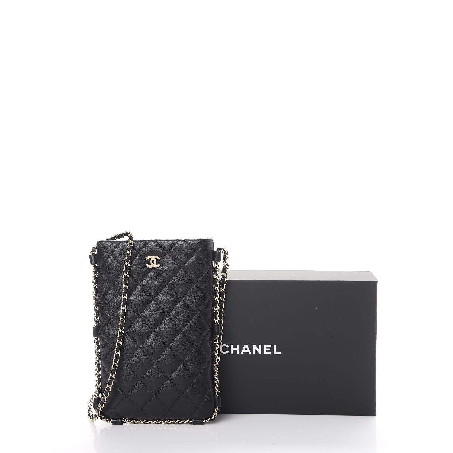 Chanel Lambskin Quilted CC Clutch With Chain Black 9 of 9