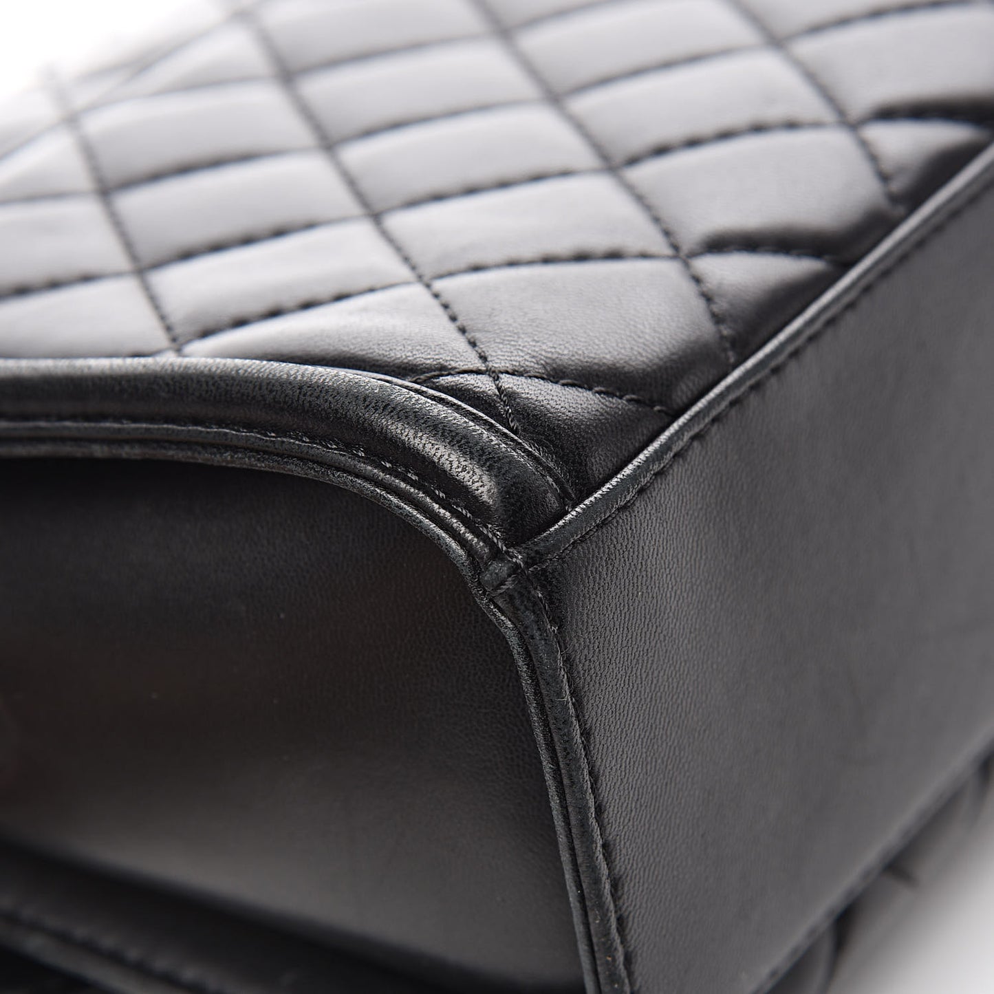 Lambskin Quilted Large Geometric Flap Black