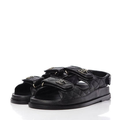 Chanel Grained Calfskin Velcro Dad Sandals 39 Black 3 of 10