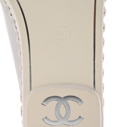 Chanel Lambskin Chain CC Mocassin Loafer Espadrilles 38 White Black 7 of 10