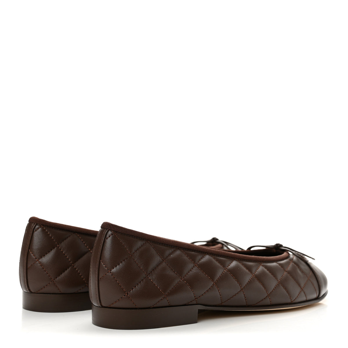 Chanel Lambskin Quilted CC Cap Toe Ballerina Flats 38.5 Dark Brown 5 of 10
