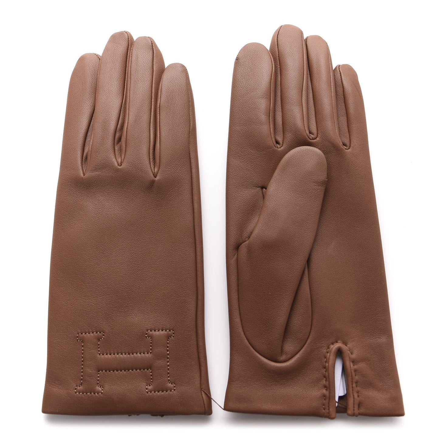 Glossy Lambskin Bastille Gloves 7 Cognac