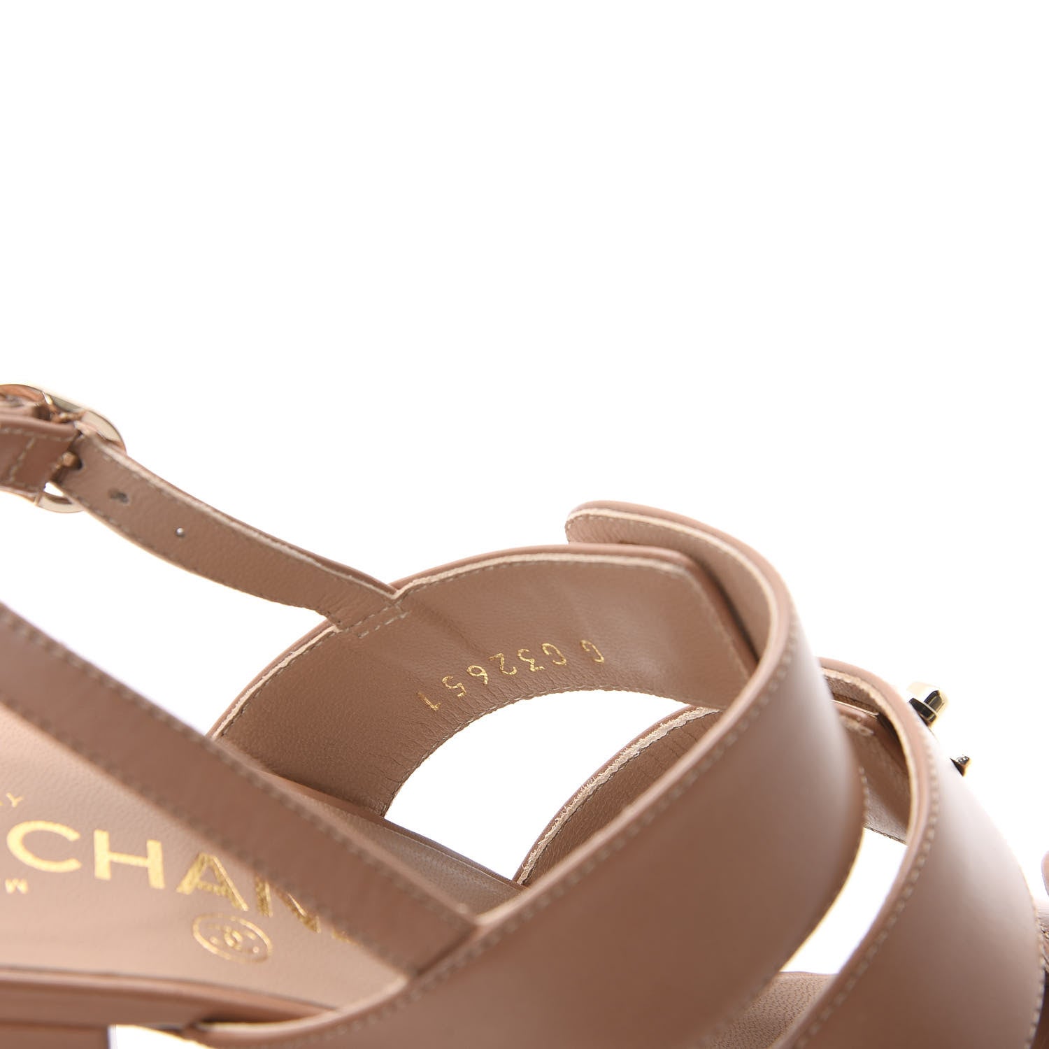 Chanel Calfskin CC Turnlock Sandals 37.5 Beige 8 of 11