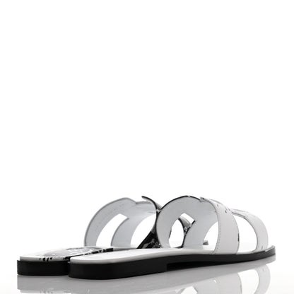 Hermes Calfskin Peinture Fraiche Oran Sandals 40 White Black 4 of 8