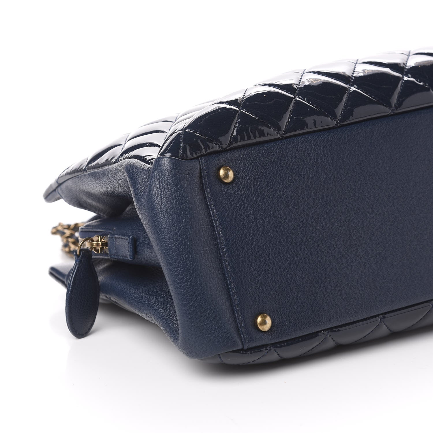 Chanel Patent Goatskin Quilted Small CC Eyelet Tote Blue 8 of 10