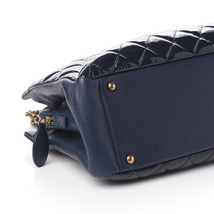 Chanel Patent Goatskin Quilted Small CC Eyelet Tote Blue 8 of 10