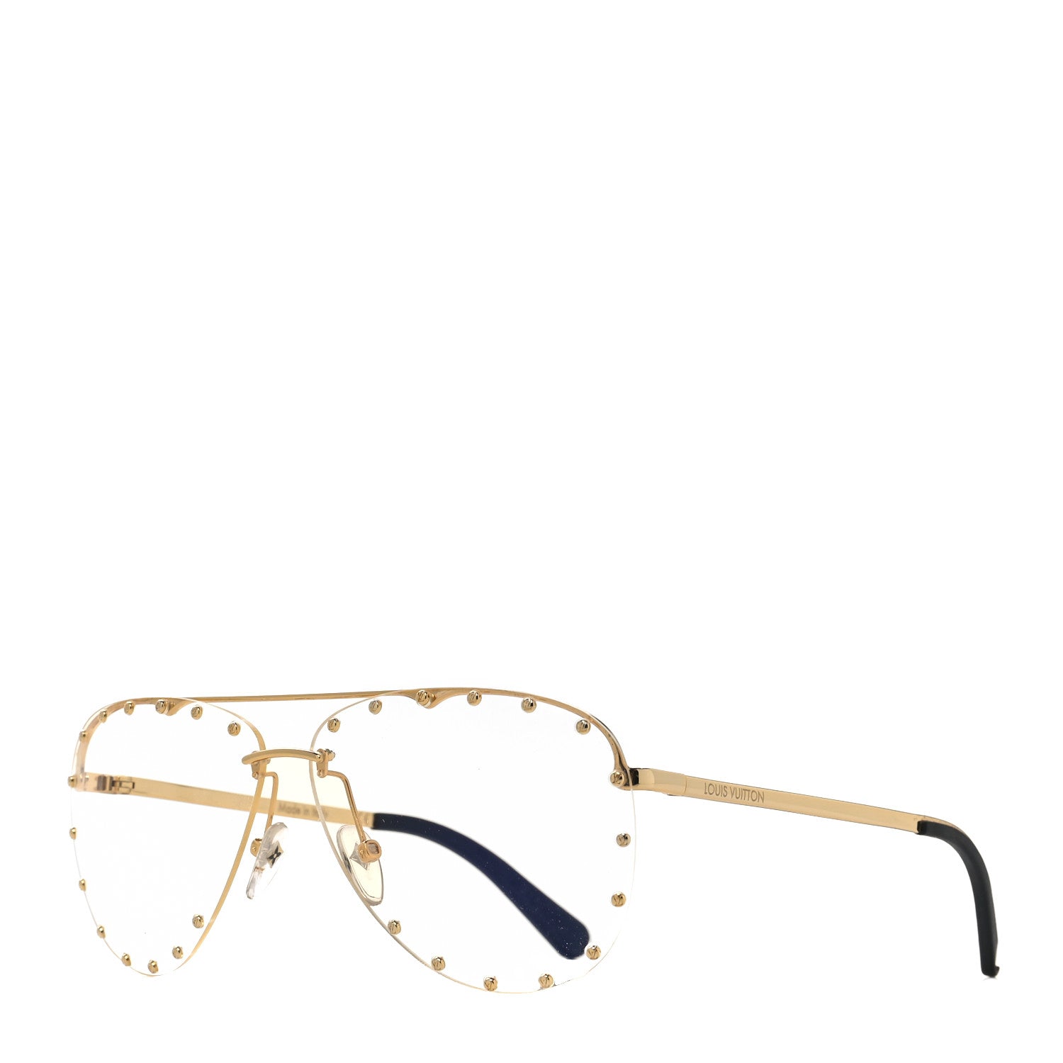 Louis Vuitton Metal The Party Aviator Anti Blue Light Sunglasses Z0997W Gold 1 of 9