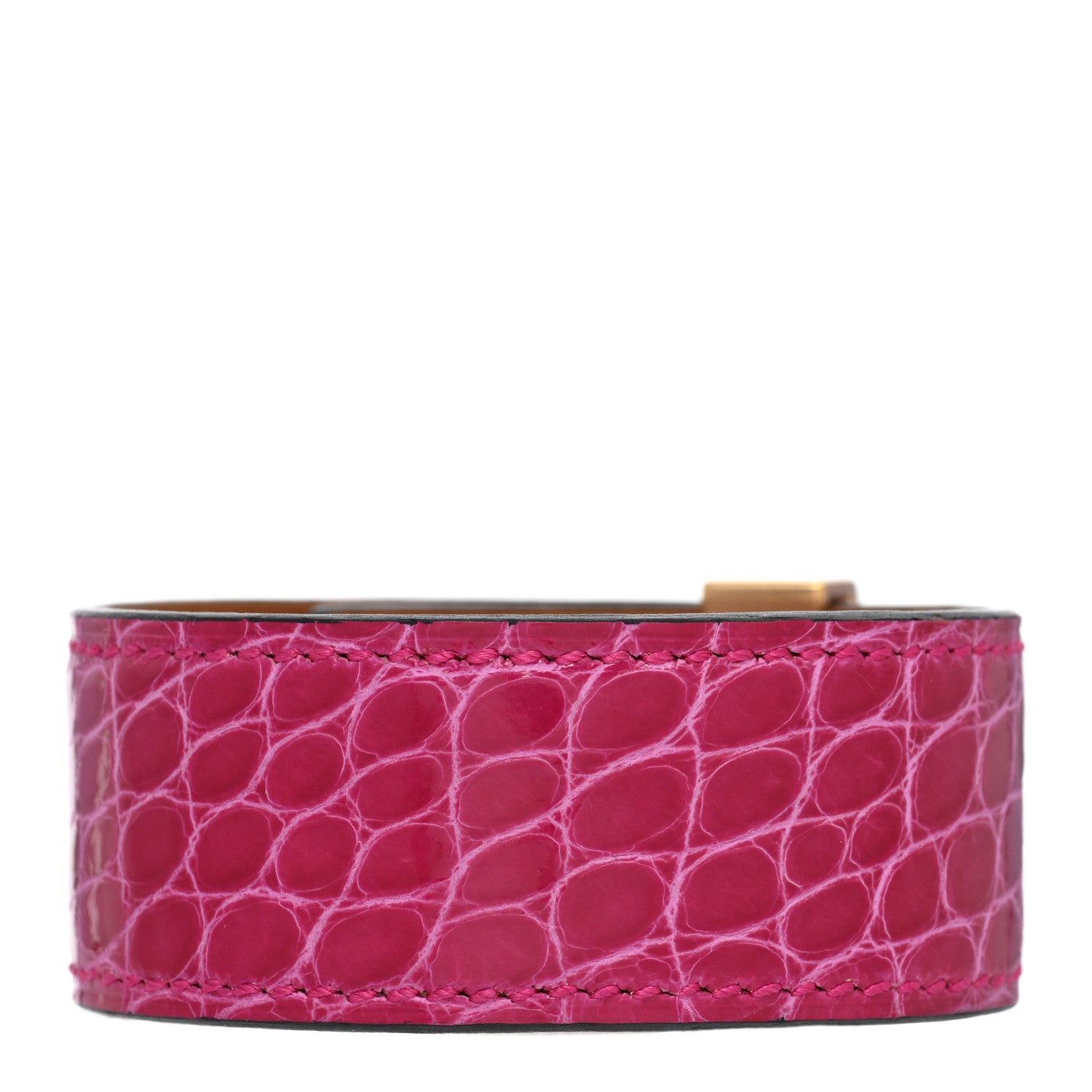 Hermes Shiny Alligator Collier de Chien CDC 24 Bracelet T2 Rose Scheherazade 3 of 4