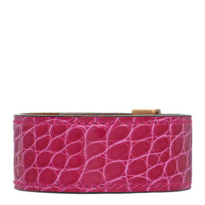 Hermes Shiny Alligator Collier de Chien CDC 24 Bracelet T2 Rose Scheherazade 3 of 4