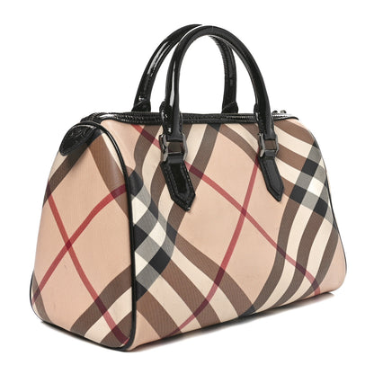 Burberry Nova Check Patent Small Chester Bowling Bag Black 3 of 10
