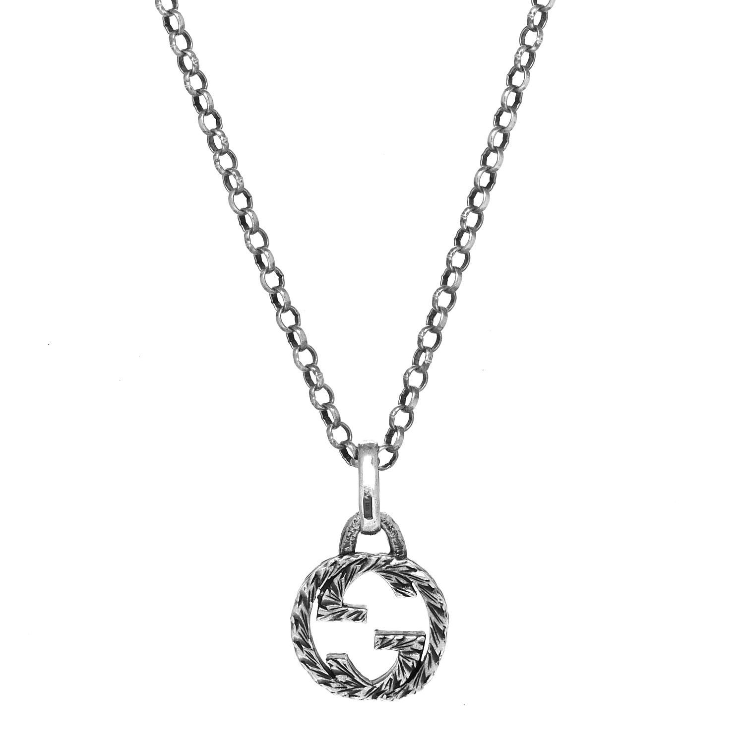 Gucci Sterling Silver Interlocking G Pendant Necklace 1 of 5