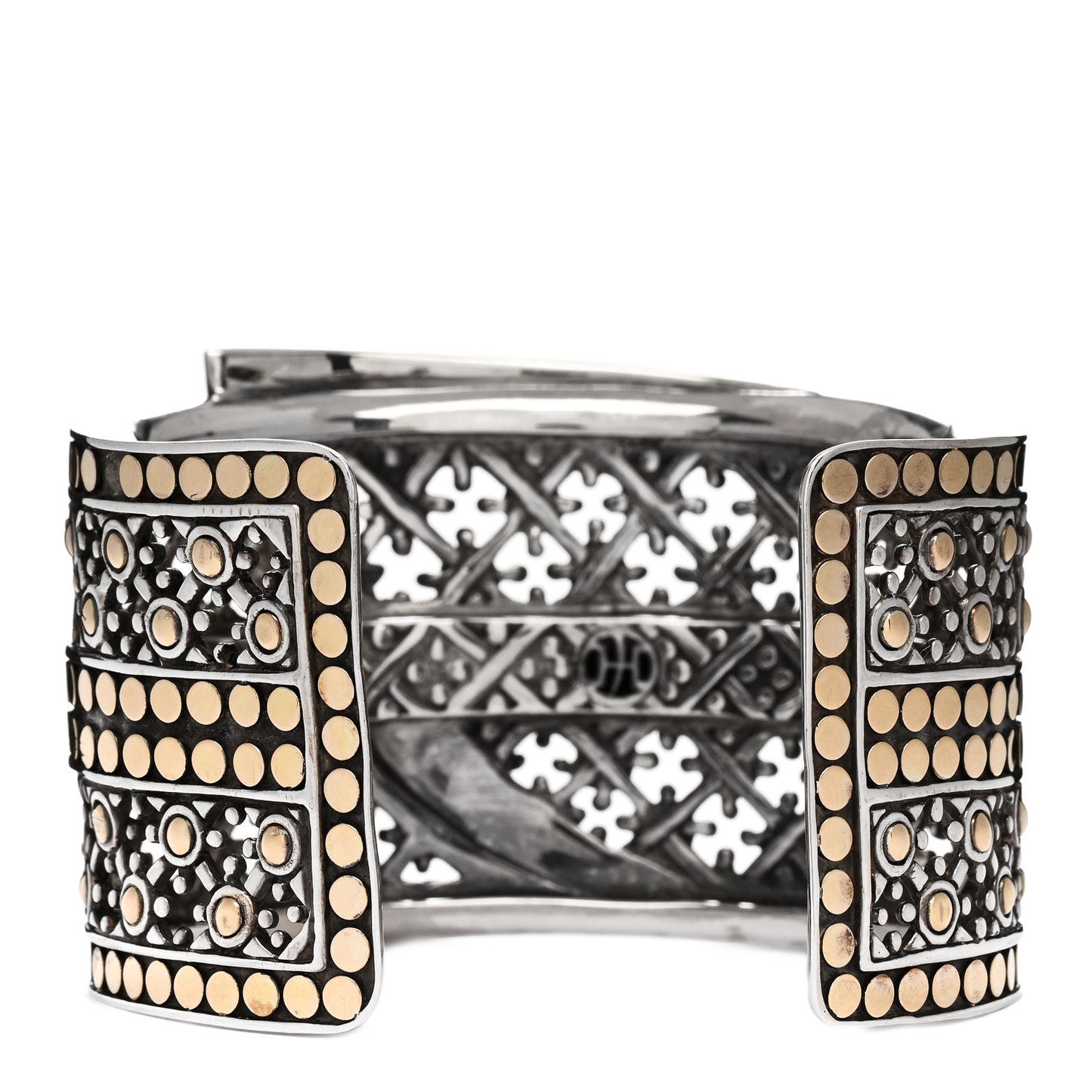 Sterling Silver 18K Yellow Gold Wide Jaisalmer Dot Kick Cuff Bracelet