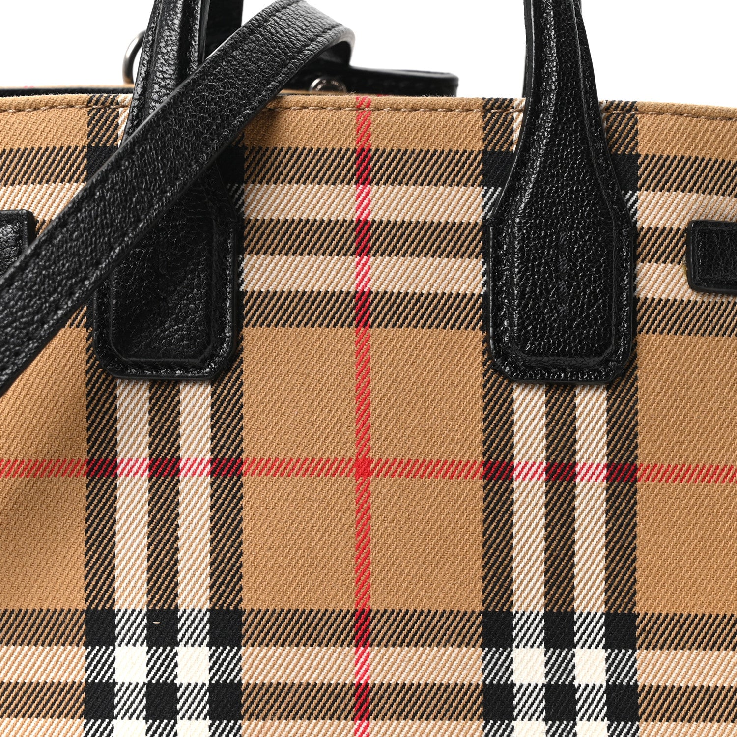 Burberry Goatskin Vintage Check Small Banner Tote Black 8 of 10