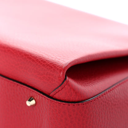 Gucci Dollar Calfskin Medium Interlocking G Top Handle Shoulder Bag Red 10 of 12