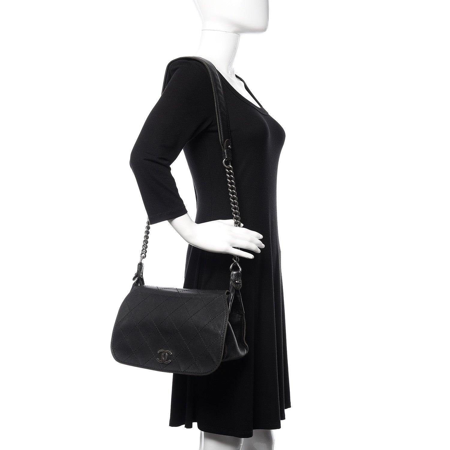 Chanel Calfskin Stitched Small Highlander Messenger Black 2 of 20