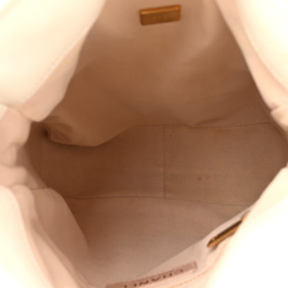 Chanel Calfskin Quilted Drawstring Bucket Bag White 5 of 15