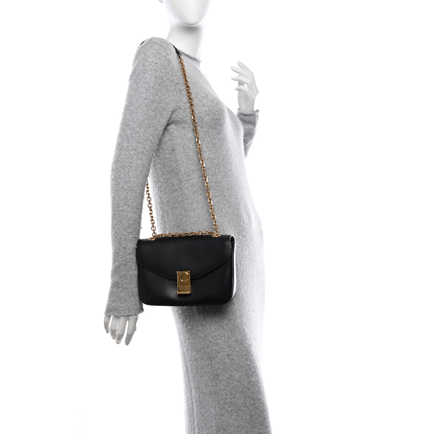Celine Shiny Calfskin Medium C Bag Black 2 of 12