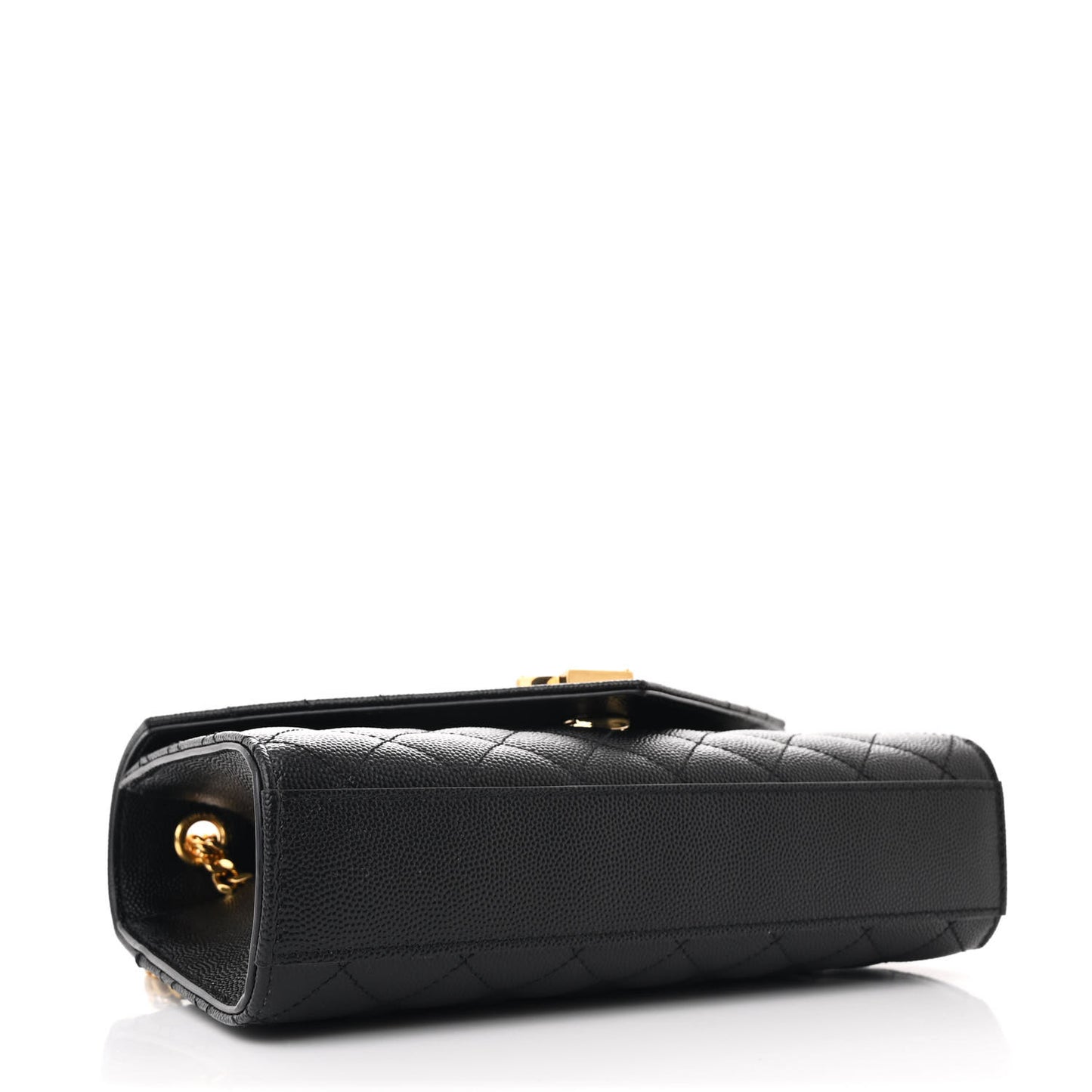 Grain De Poudre Textured Mixed Matelasse Triquilt Small Monogram Satchel Black