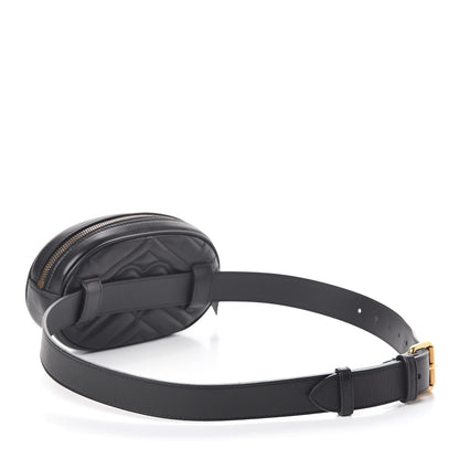 Gucci Calfskin Matelasse GG Marmont Belt Bag 85 34 Black 3 of 9