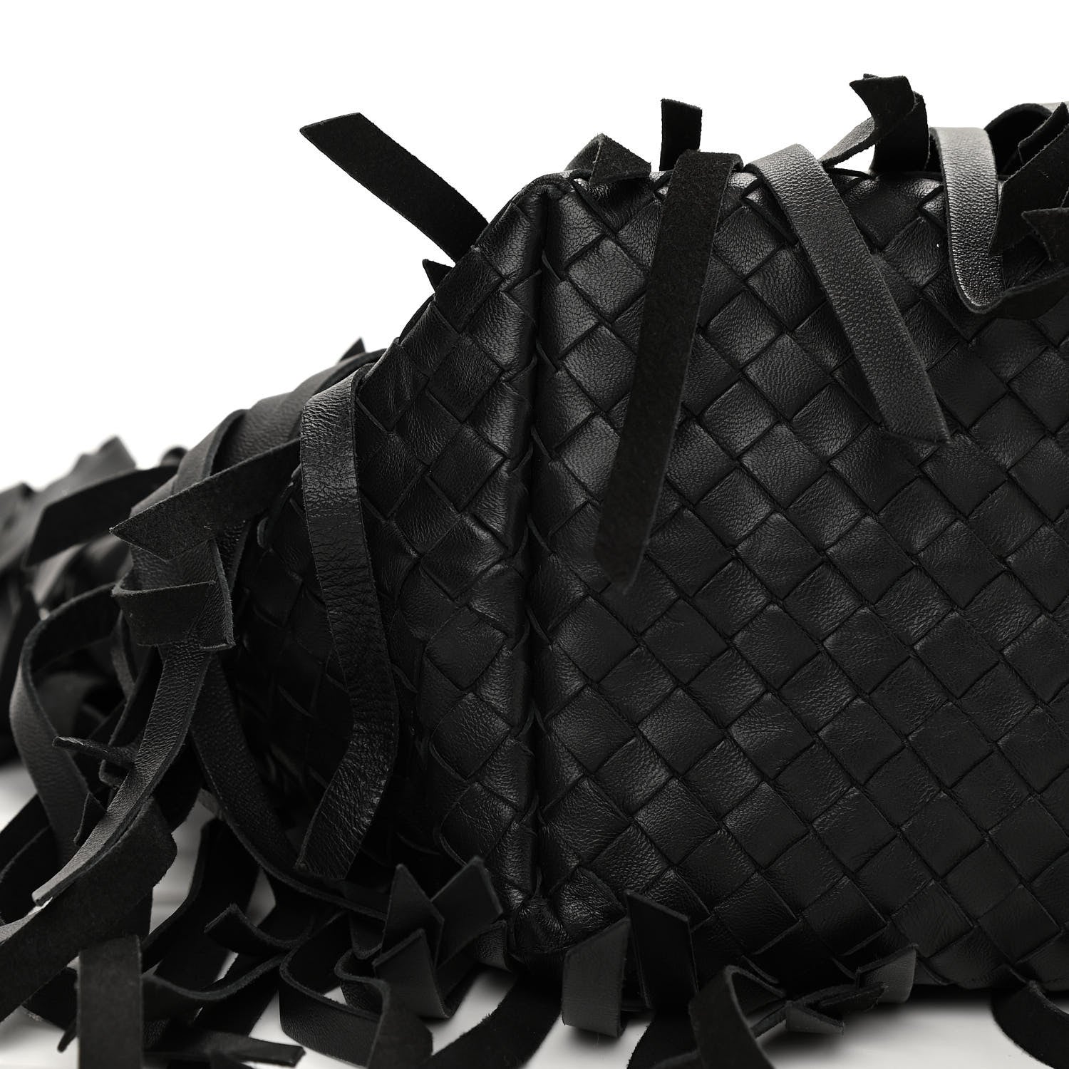 Bottega Veneta Nappa Fringe Woven Handle Tote Black 5 of 10