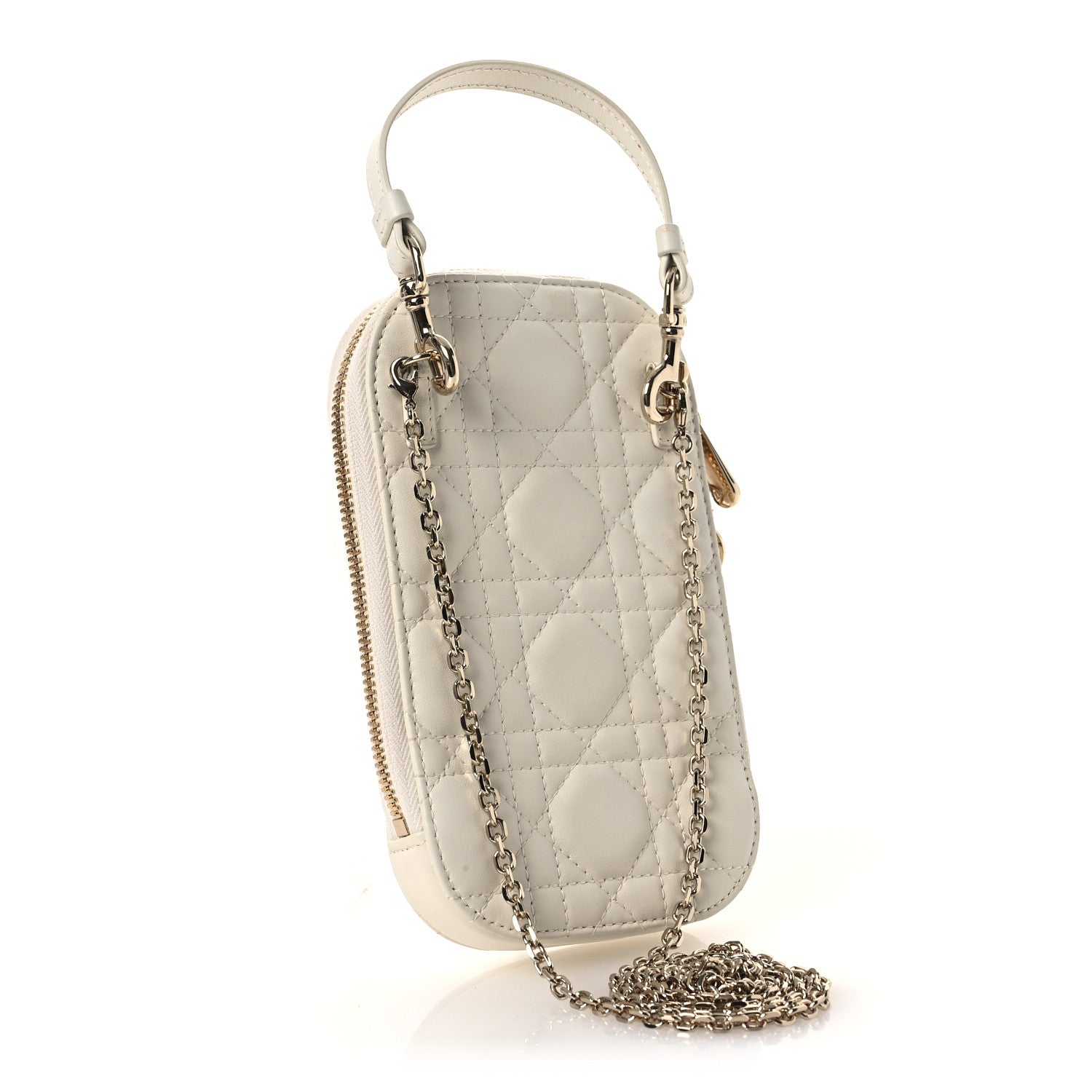 Christian Dior Lambskin Cannage Lady Dior Phone Holder Latte 3 of 14