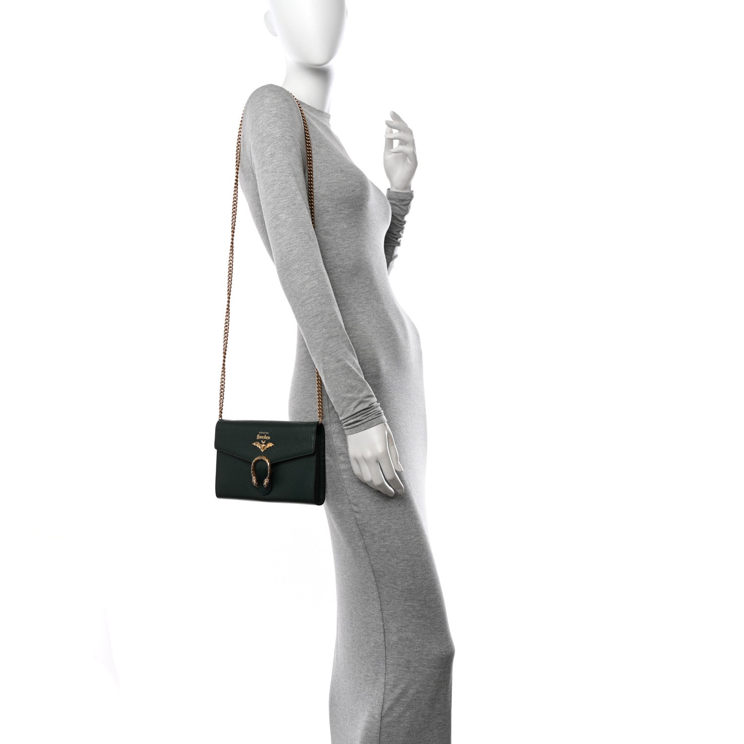 Gucci Calfskin Garden Dionysus Chain Wallet Emerald 2 of 10